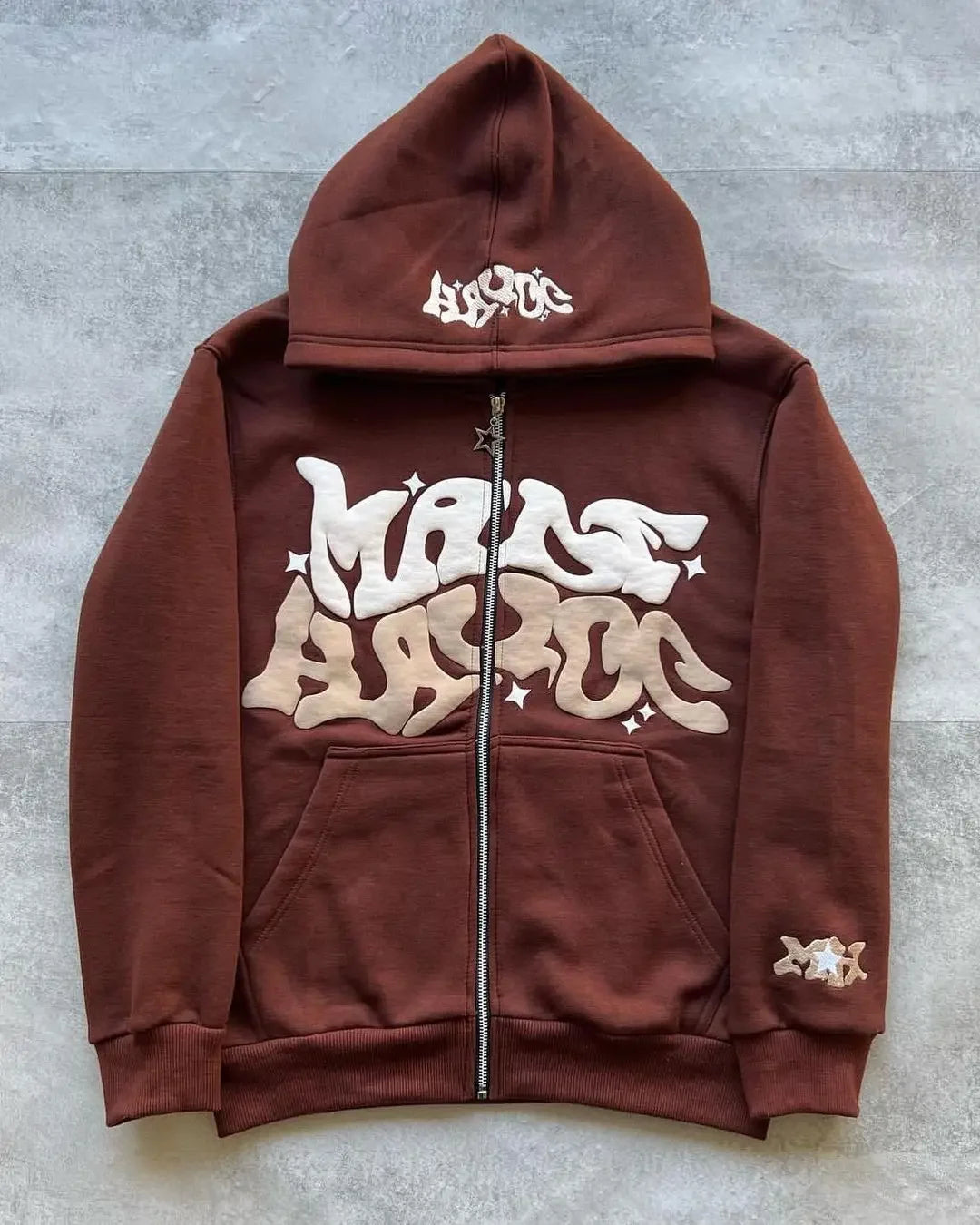 Retro Star and Letter Printed Zipper Hoodies Y2K Spring Autumn Section Lazy Fashion Brand Cardigan Jacket