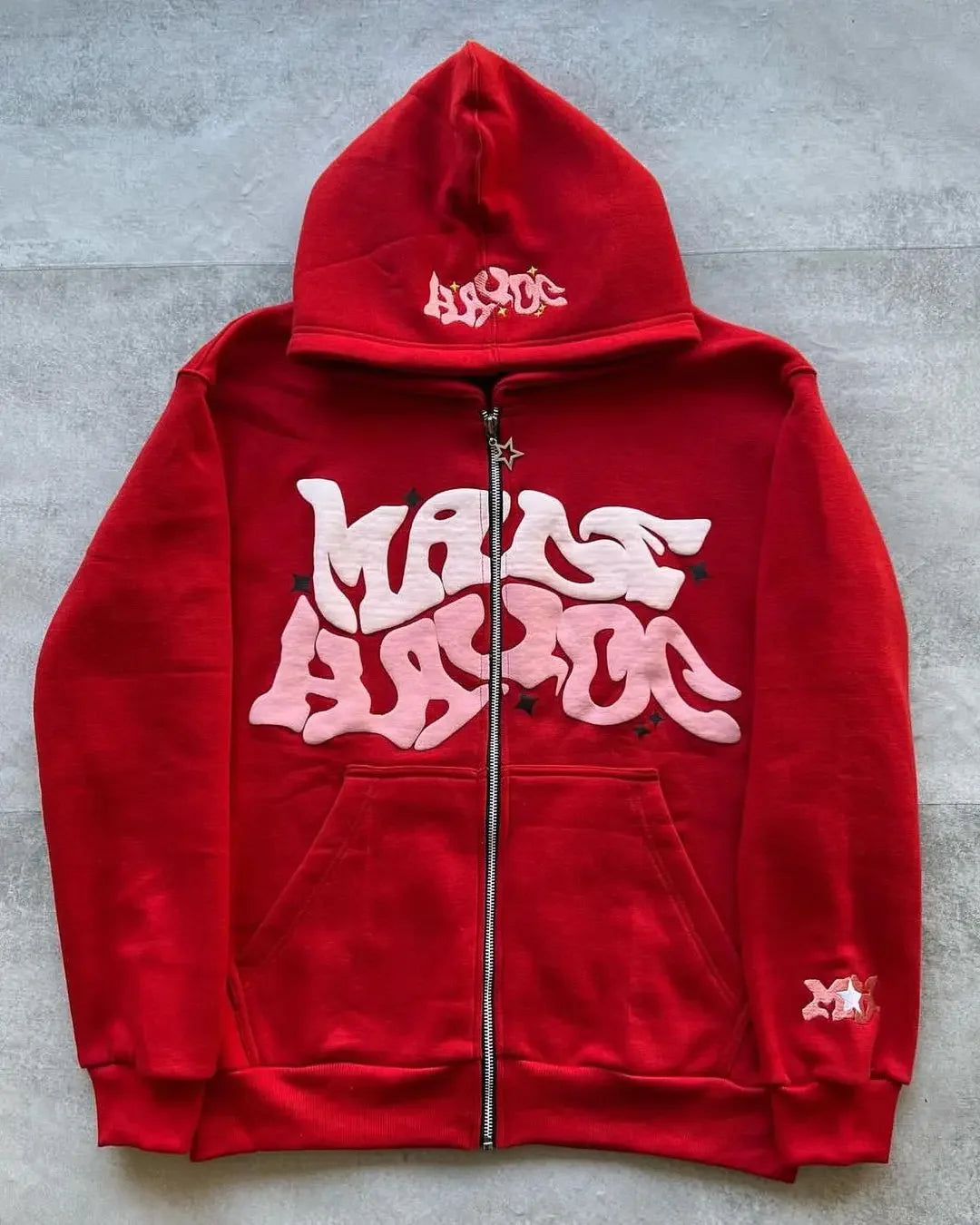 Retro Star and Letter Printed Zipper Hoodies Y2K Spring Autumn Section Lazy Fashion Brand Cardigan Jacket