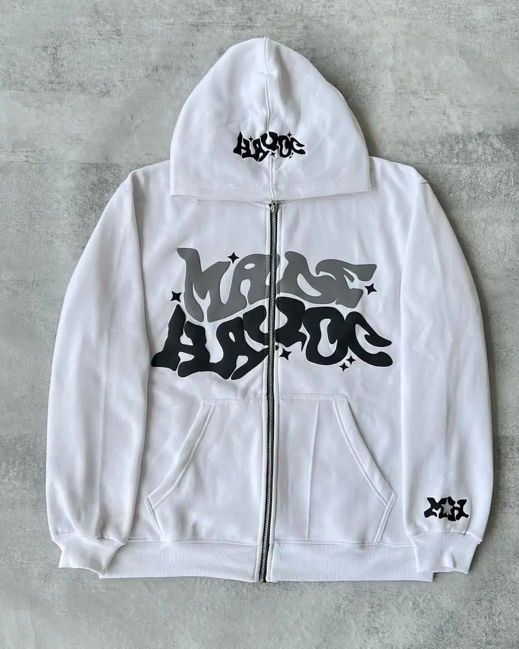 Retro Star and Letter Printed Zipper Hoodies Y2K Spring Autumn Section Lazy Fashion Brand Cardigan Jacket