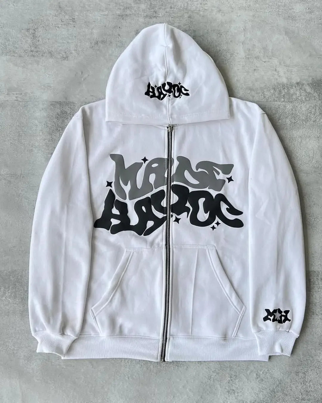 Retro Star and Letter Printed Zipper Hoodies Y2K Spring Autumn Section Lazy Fashion Brand Cardigan Jacket