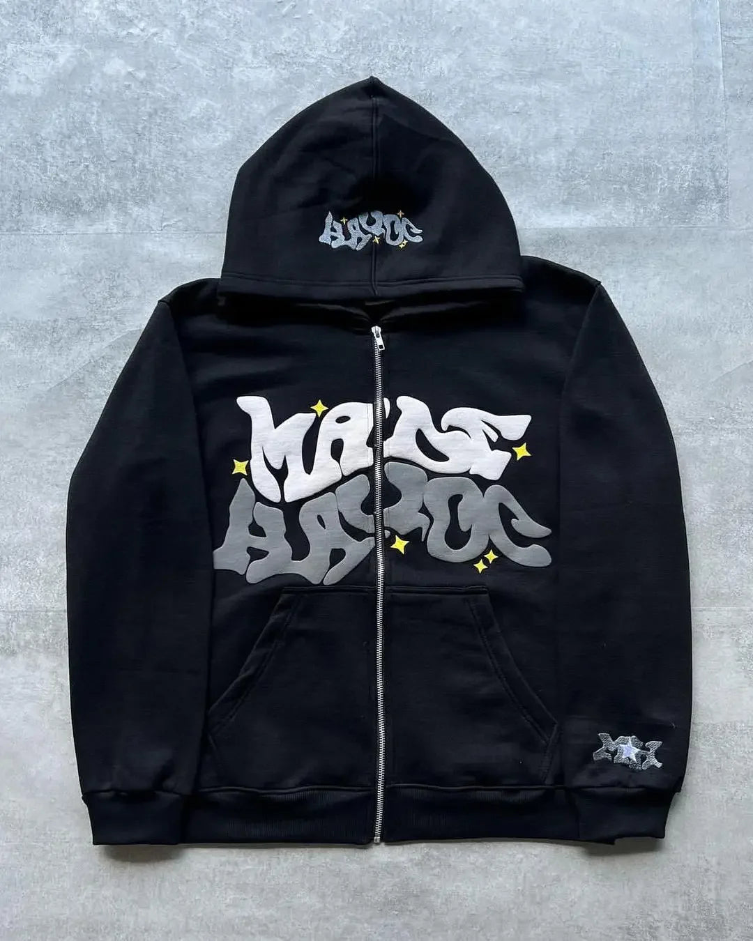 Retro Star and Letter Printed Zipper Hoodies Y2K Spring Autumn Section Lazy Fashion Brand Cardigan Jacket