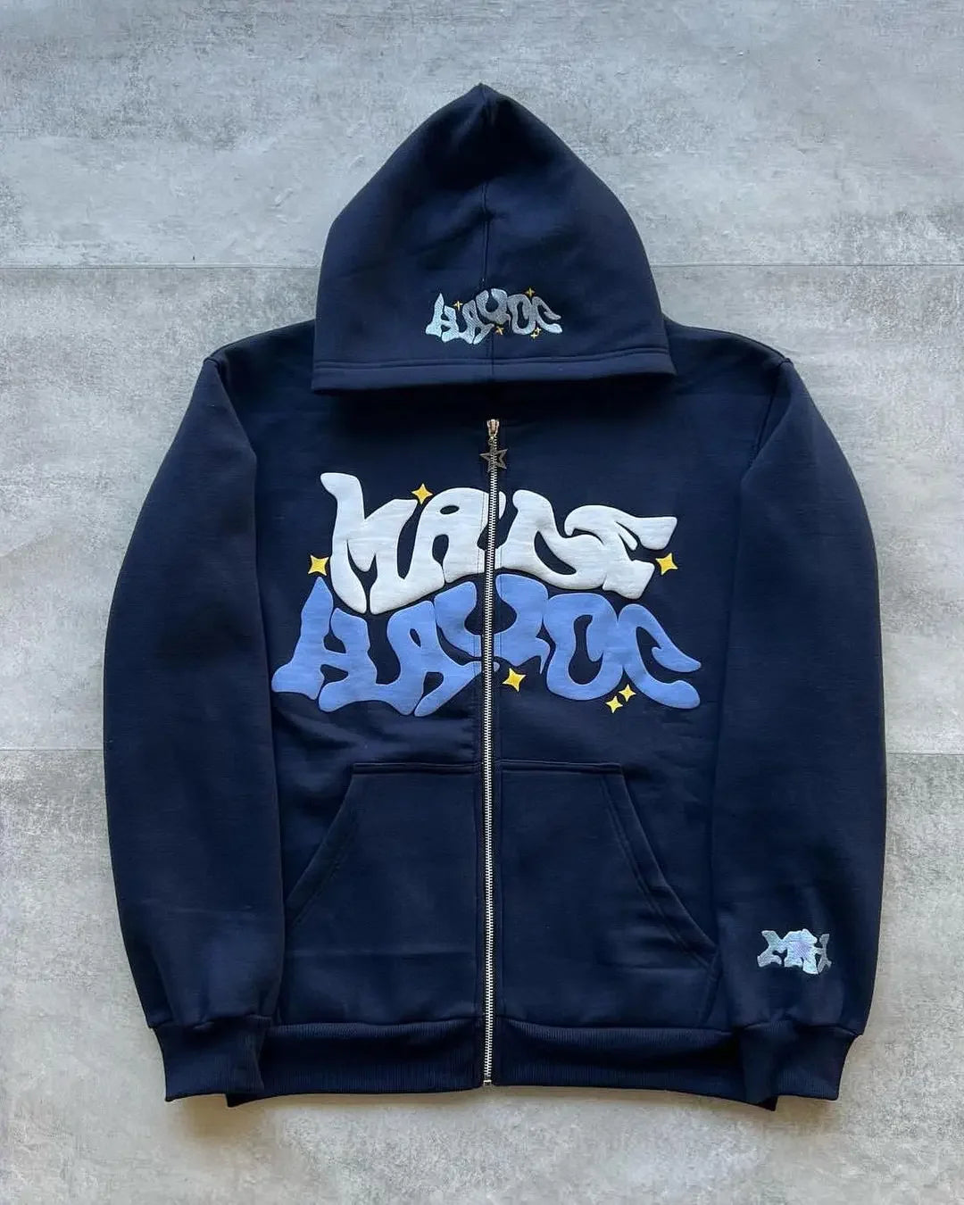 Retro Star and Letter Printed Zipper Hoodies Y2K Spring Autumn Section Lazy Fashion Brand Cardigan Jacket